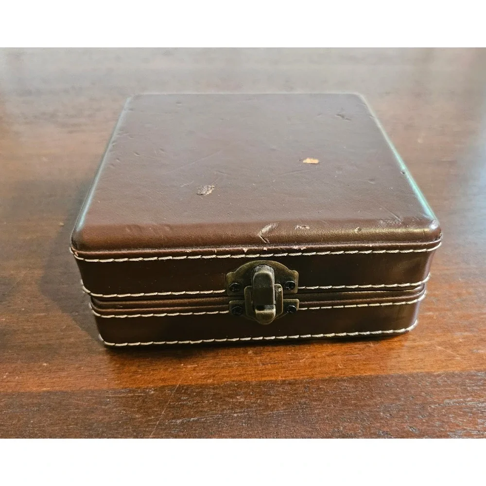 L'amour Travel Alarm Clock Brown Faux Leather Folding Case Vintage Style